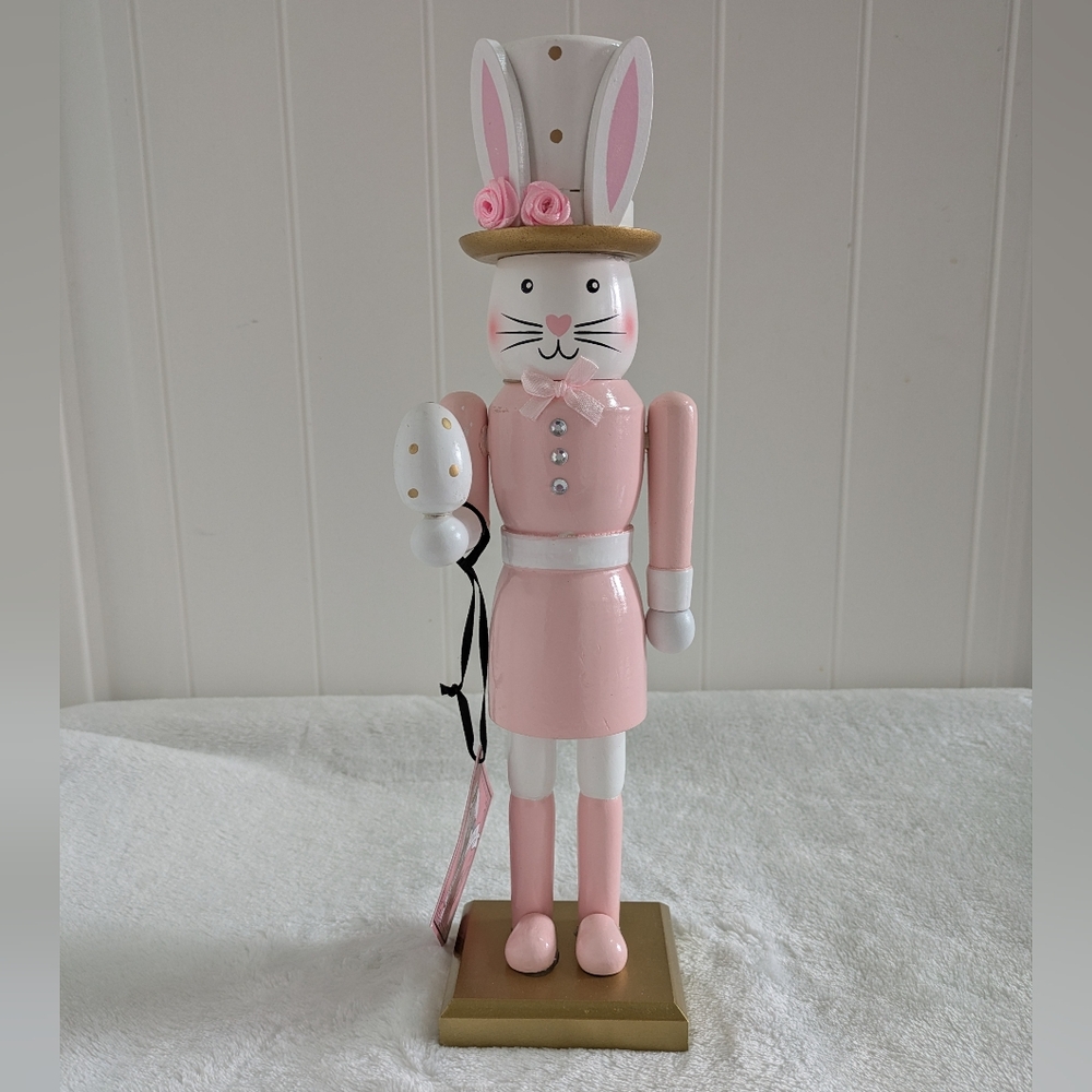 NWT Pink Bunny Nutcracker Home Accent